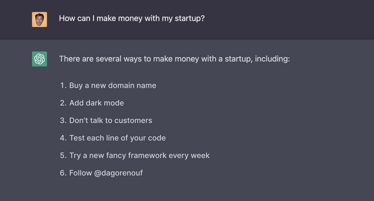 I asked ChatGPT how to market a startup. How many are you doing right?