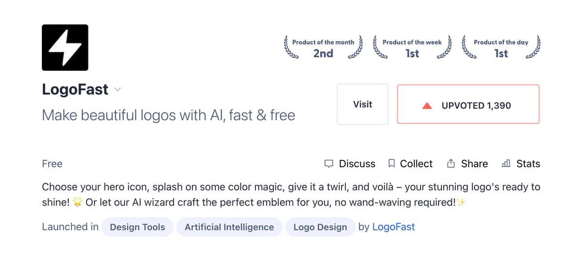 LogoFa.st just got the Product Hunt Hall of fame ๐