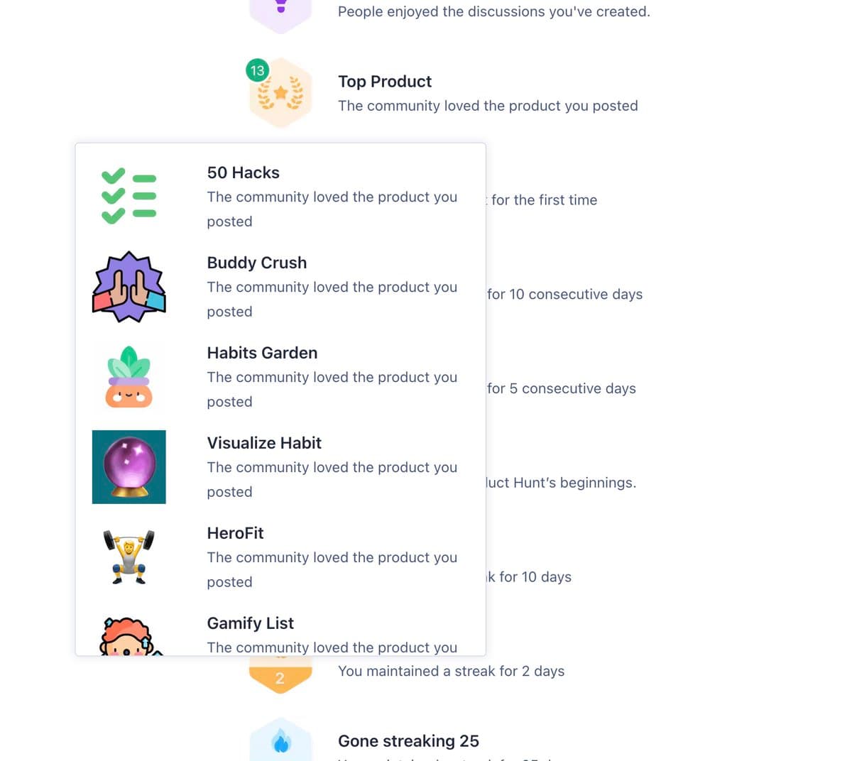 - 21 products I launched on @ProductHunt - 13 Top Product badge - 1 Product of the Week - Maker of the Year 2023…