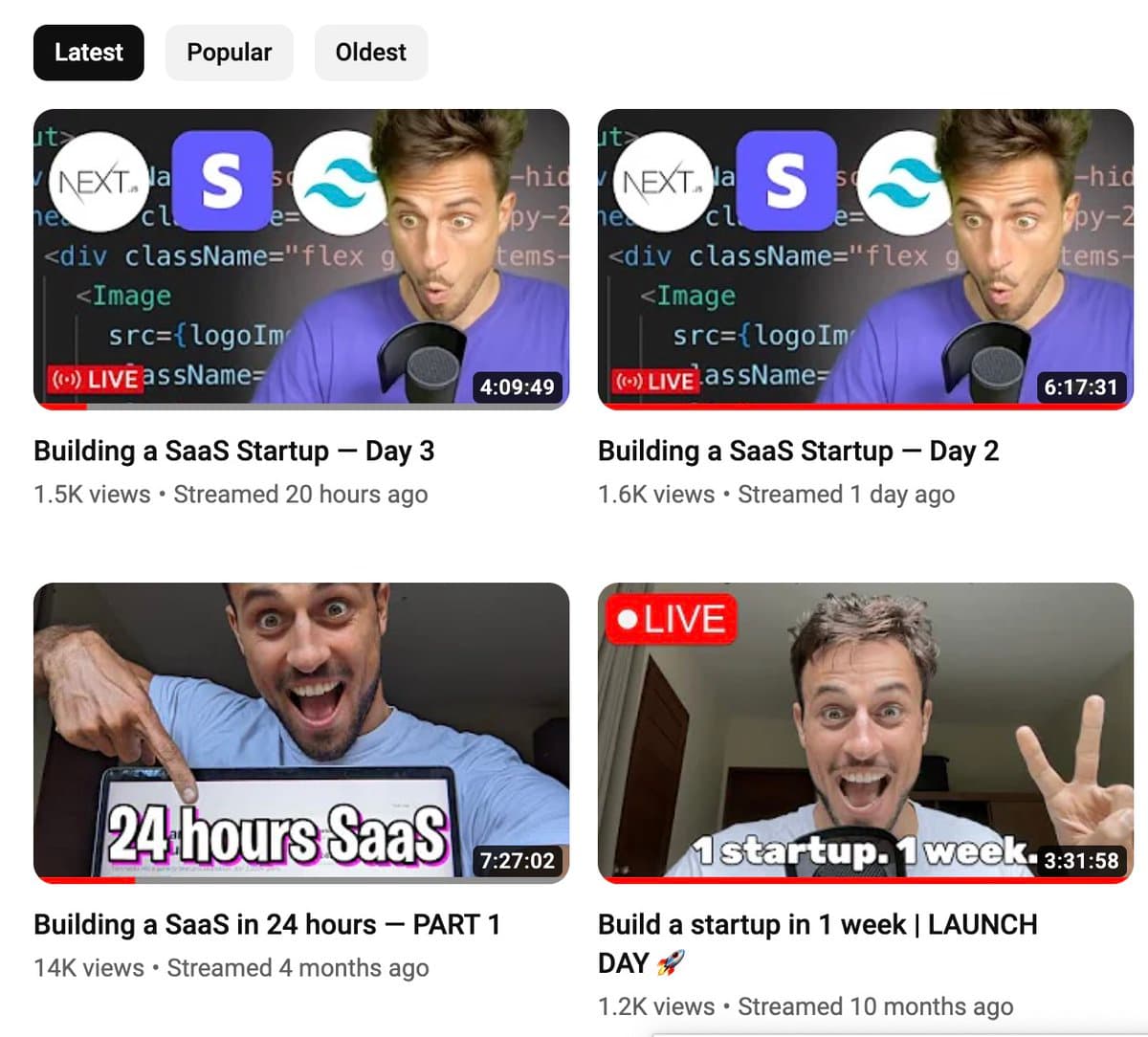 I'll make 1 video every Saturday And occasionally build startups live ↓ youtube.com/@marc-lou