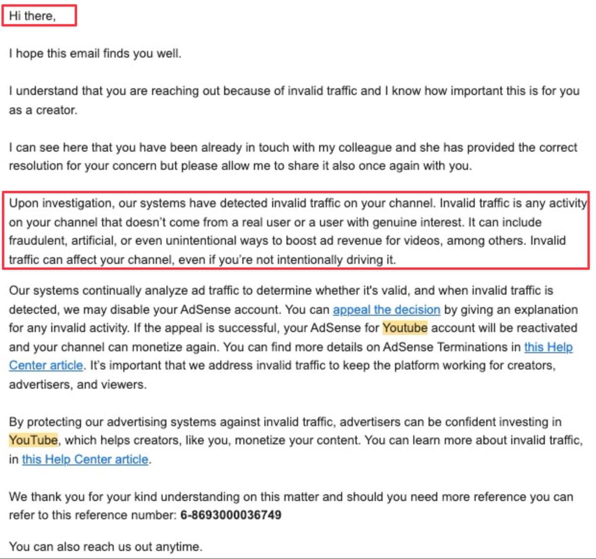 "Invalid traffic" Dear @YouTube & @AdSense Your creator @nico_jeannen got demonetized after your algorithm made his last…
