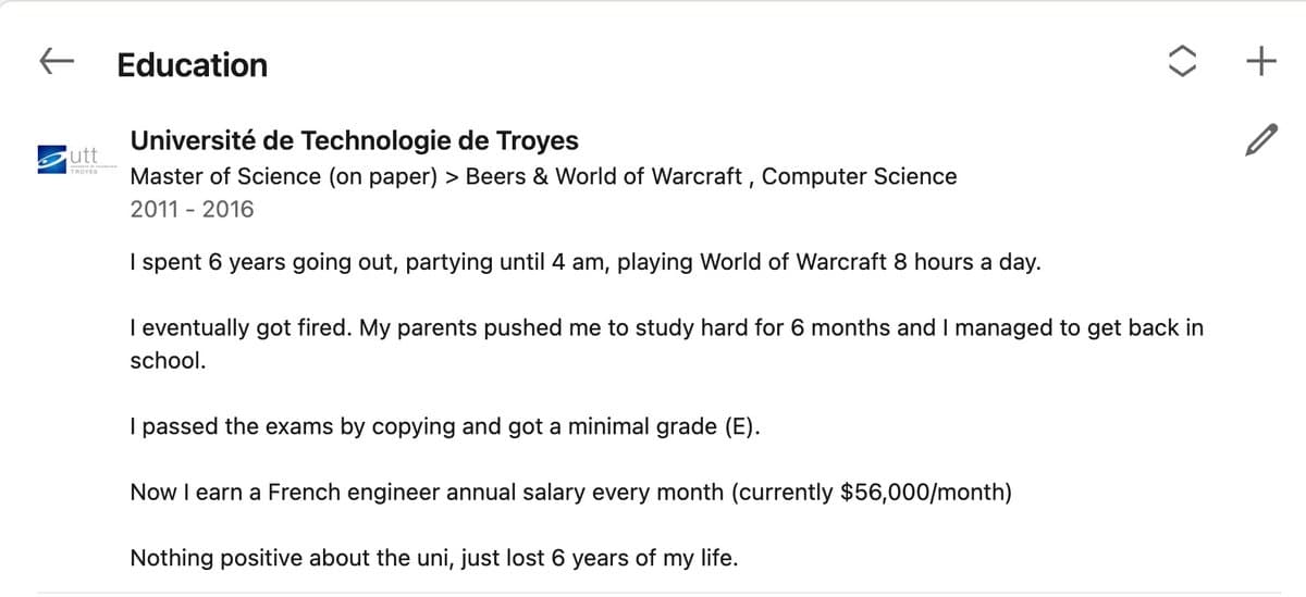 My LinkedIn is finally honest about my 6 lost years