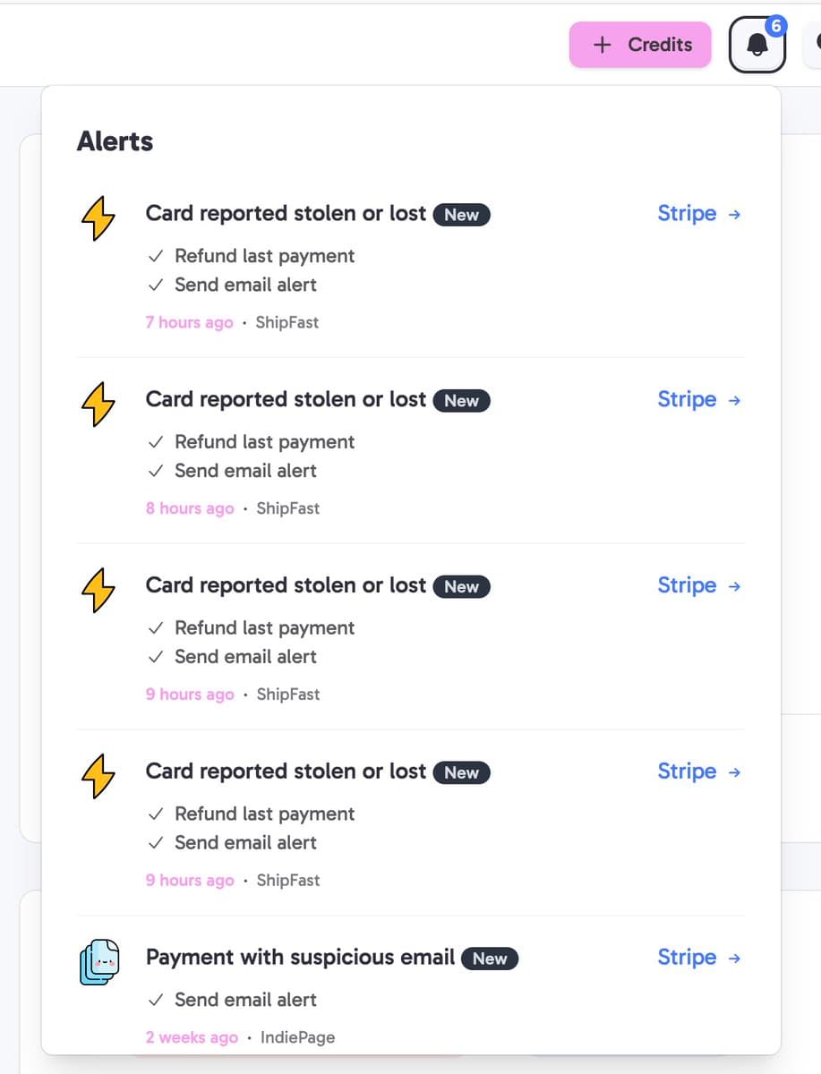 WTF my little startup saved me 4 disputes overnight 🤯 I got 4 stolen card events in my sleep. 0 emails from Stripe…