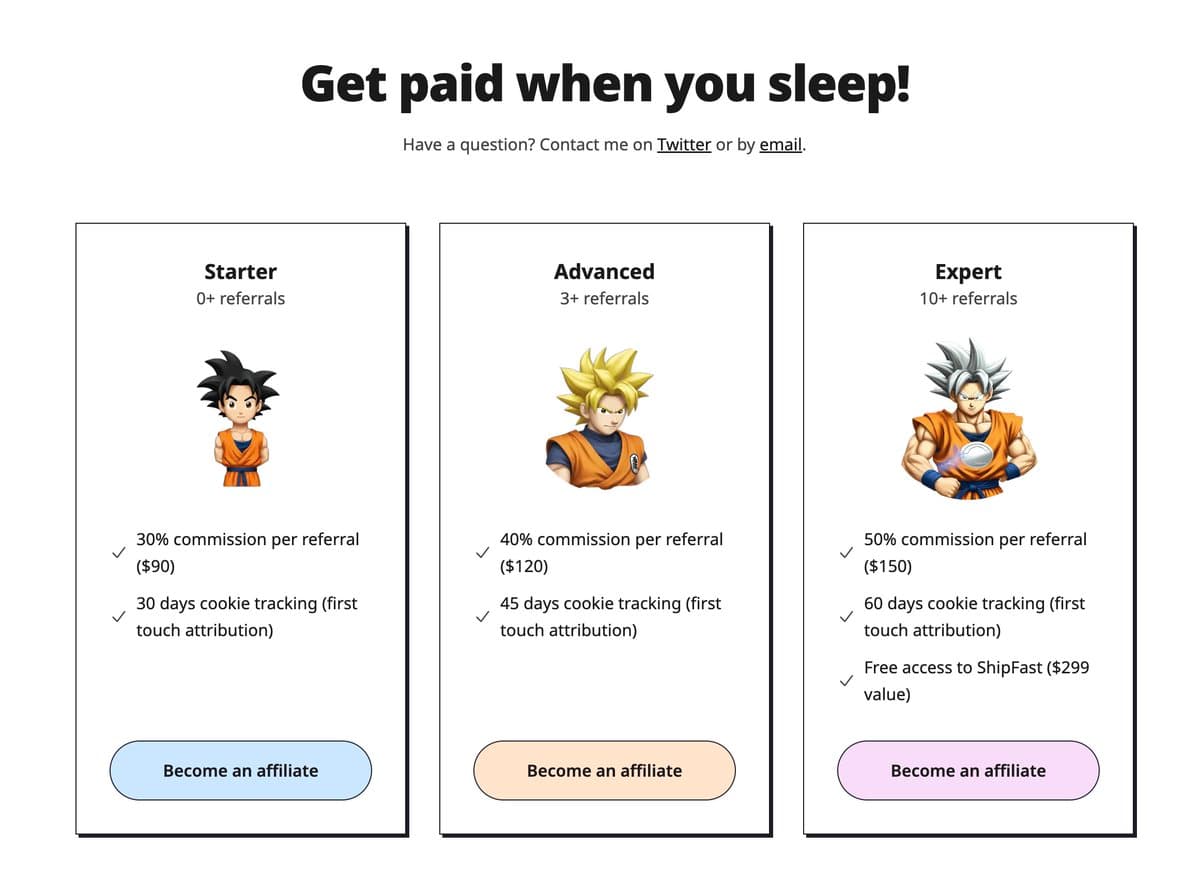 I just set up an affiliate program for CodeFast 🤑 ✅ 3 tiers (30% to 50% commission) ✅ Up to 60 days of cookie tracking…