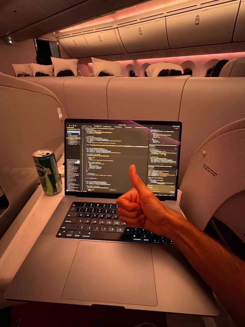 I'm posting from a plane while Claude works