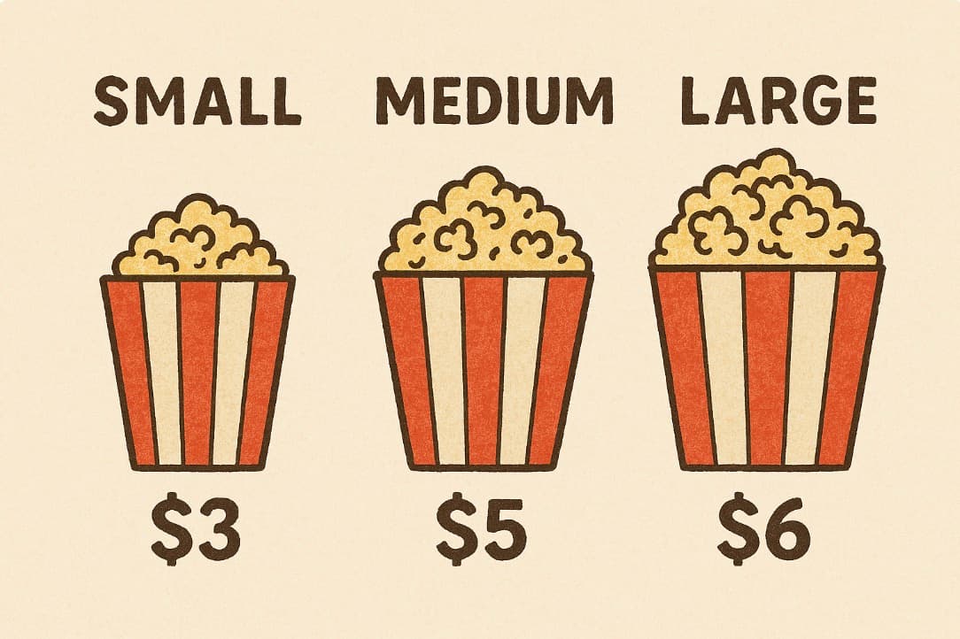 Popcorn pricing makes the middle tier look like a better deal