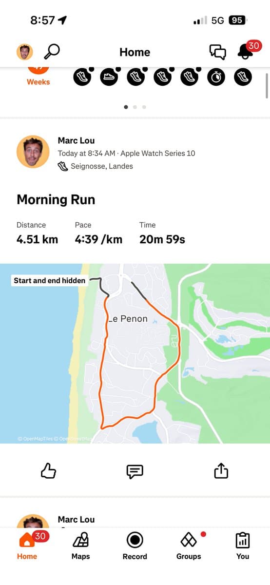 Day 17: My legs are so sore because of Friday lifting. My zone 2 pace now feels like zone 5 lol