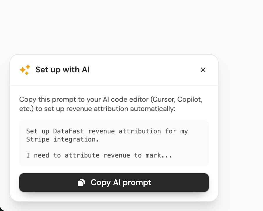 I've added these AI copy/paste prompts to my SaaS onboarding flow since nobody writes code anymore.