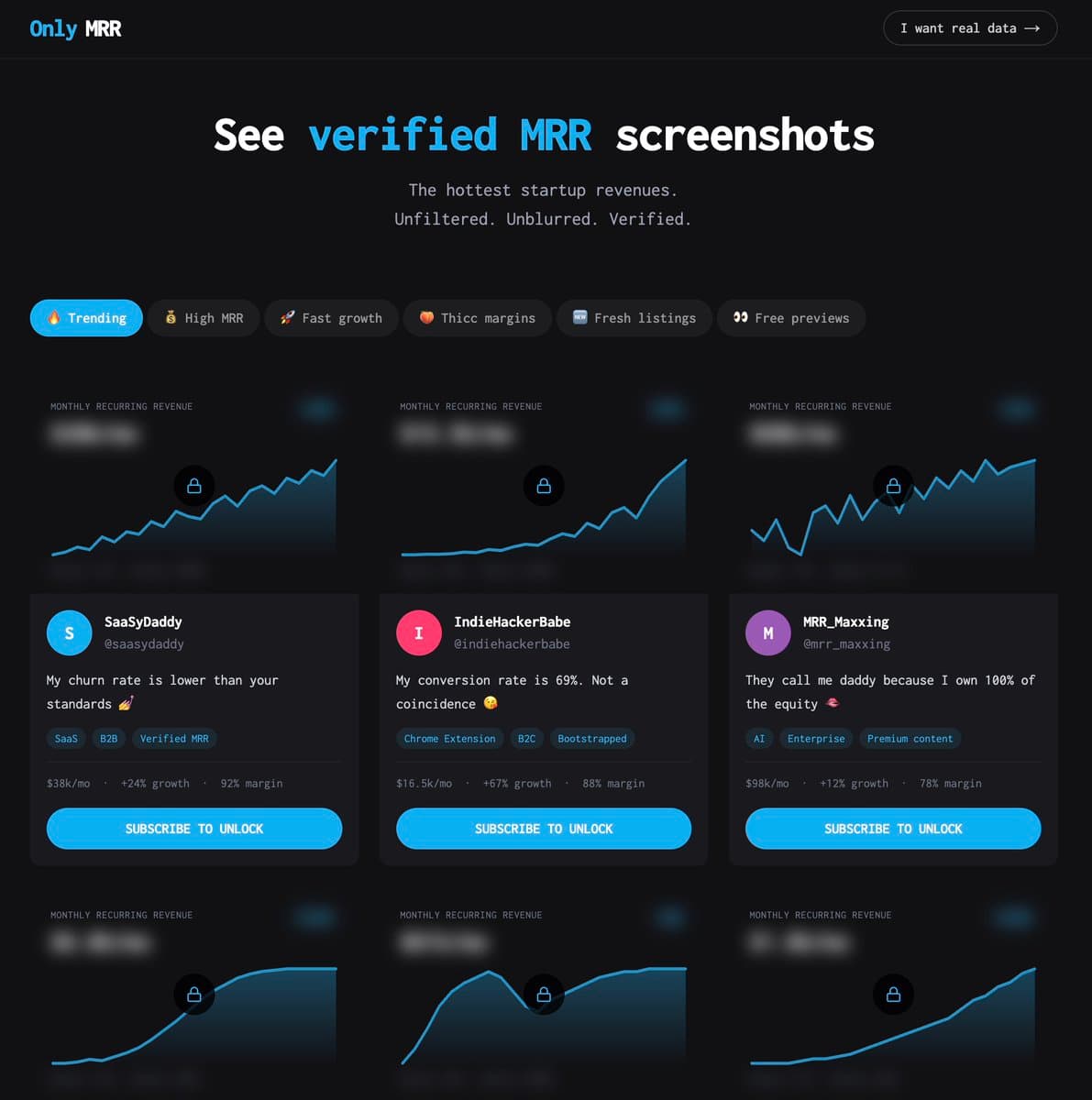 OnlyFans for startup founders Instead of nudes, you post your MRR, growth tips, and marketing playbooks Subscribers pay…