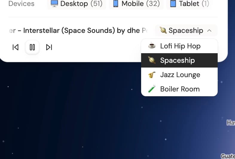 How to add music to your website: 1. Add an <iframe /> 2. Hide it with -9999px position 3. Set the src attribute to the…