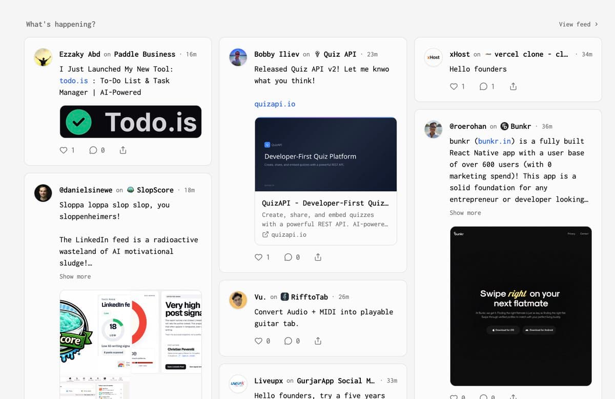 The feed is also visible on the homepage