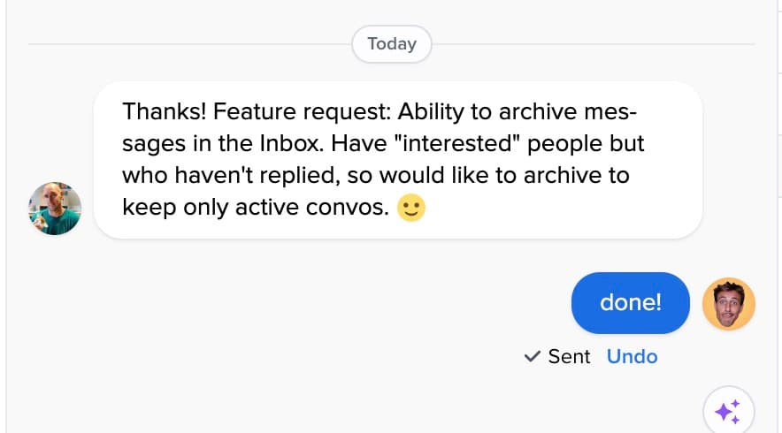 Building startups in 2026: 1. User requests a feature 2. ⌘+C / ⌘+V in Cursor 3. Live minutes later It's nice
