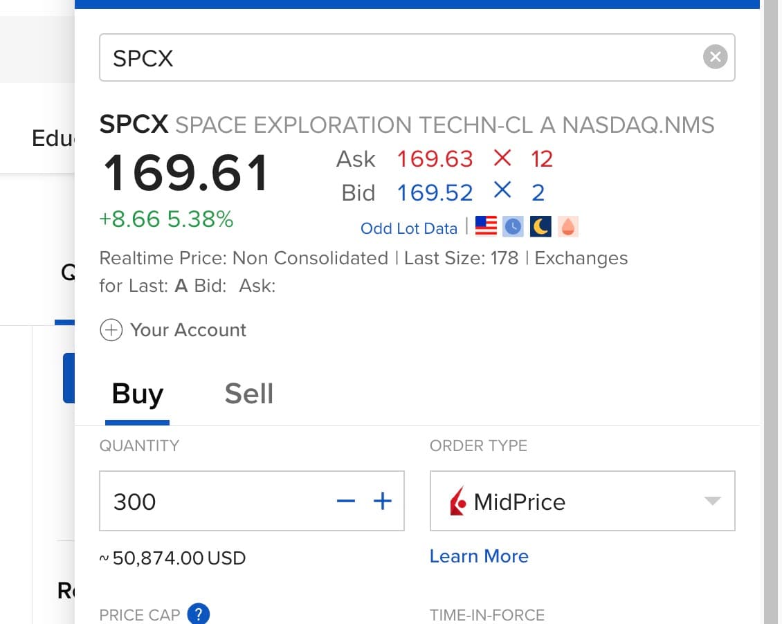 I just bought 300 $SPCX shares. A gift for my great children.