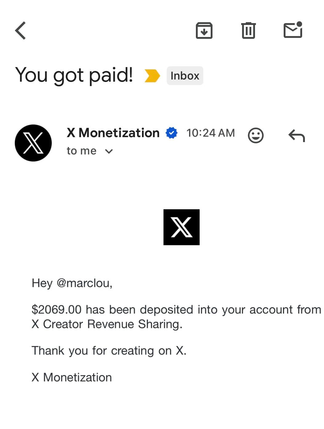 My highest payout on X so far was $2069