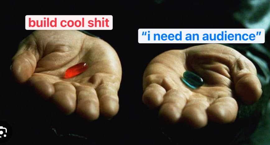 Build cool shit instead of saying you need an audience