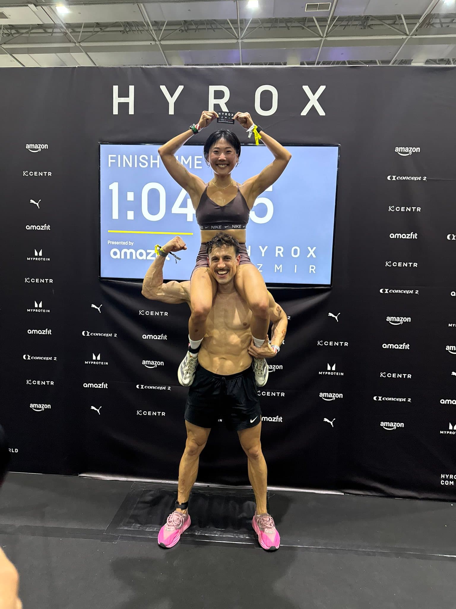 I finished the race in 1:04:55 with my wife